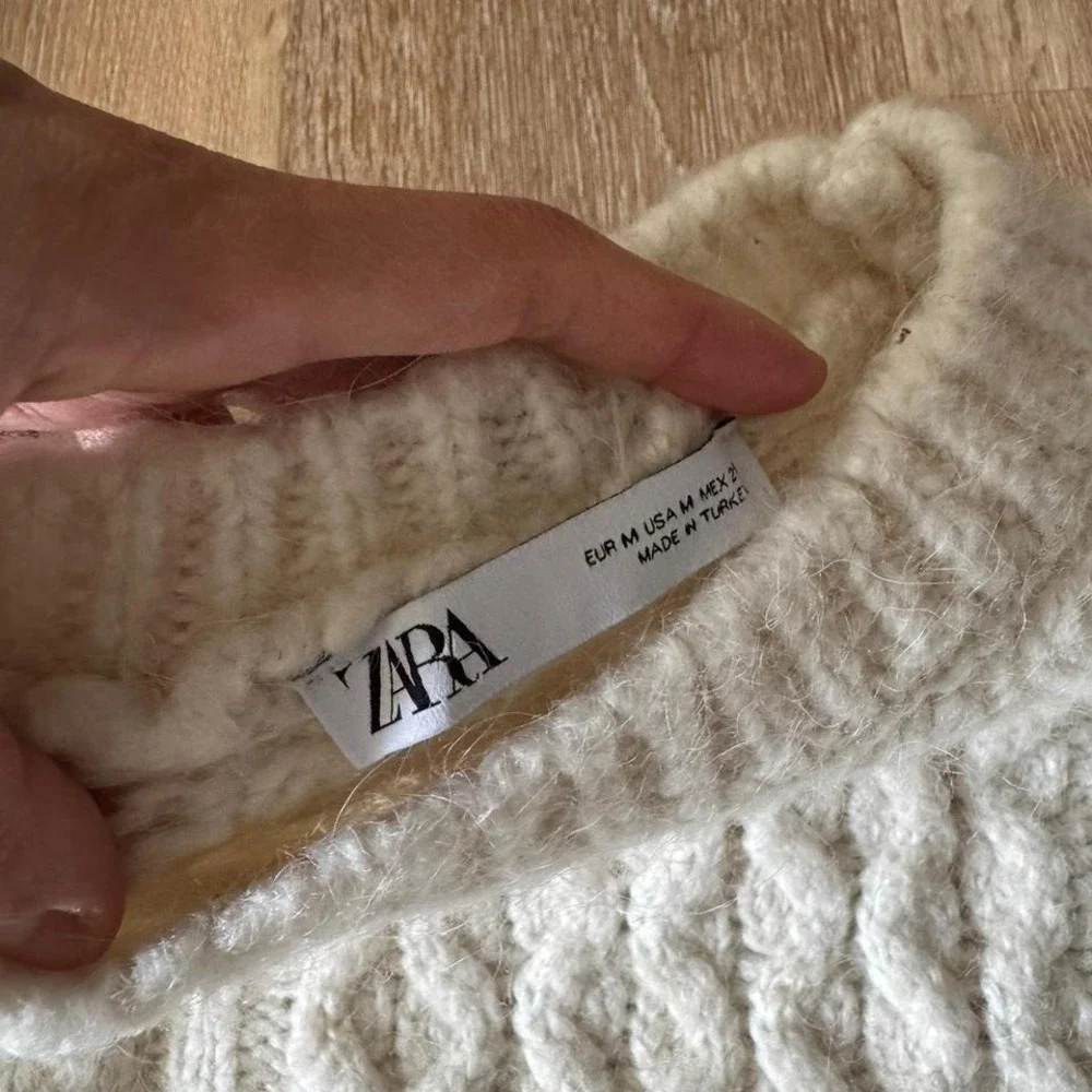 Zara Cream Cable Knit Jumper Sweater Size M‎ - Picture 5 of 5